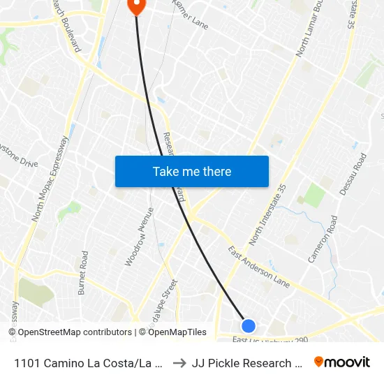 1101 Camino La Costa/La Posada to JJ Pickle Research Center map