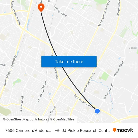 7606 Cameron/Anderson to JJ Pickle Research Center map