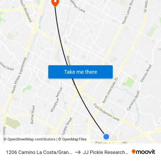 1206 Camino La Costa/Grand Canyon to JJ Pickle Research Center map