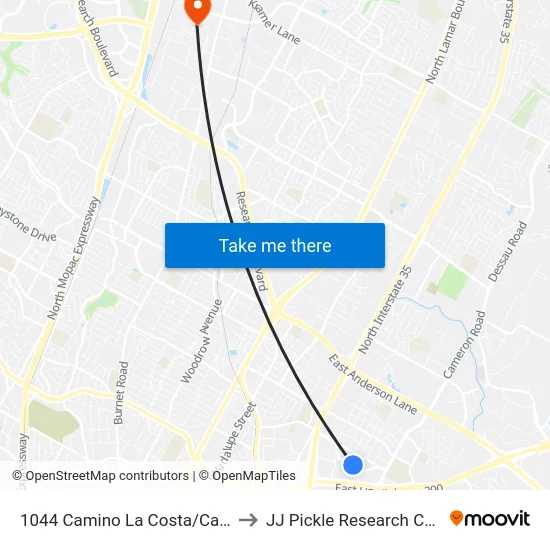 1044 Camino La Costa/Calidad to JJ Pickle Research Center map