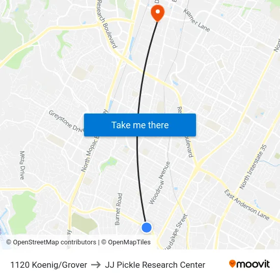 1120 Koenig/Grover to JJ Pickle Research Center map
