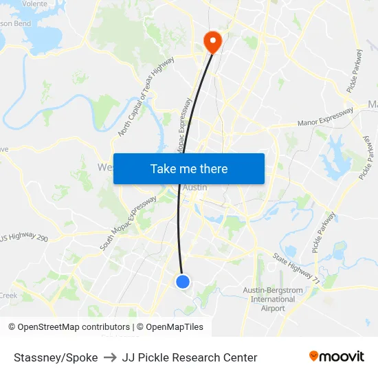 Stassney/Spoke to JJ Pickle Research Center map