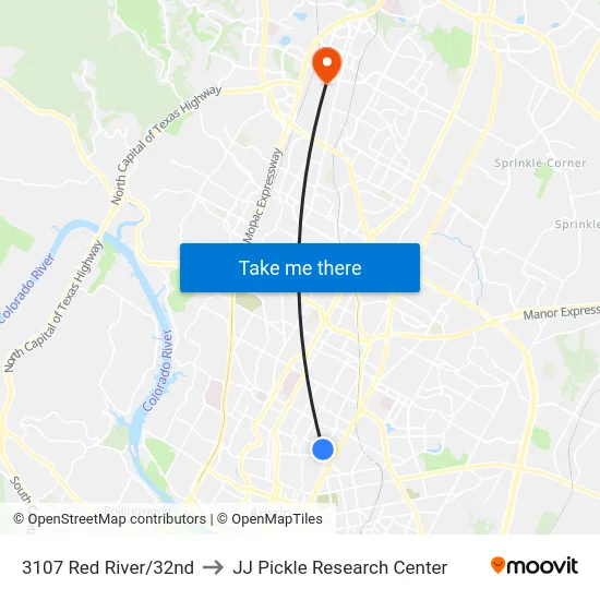 3107 Red River/32nd to JJ Pickle Research Center map