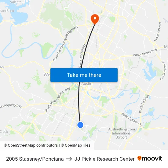 2005 Stassney/Ponciana to JJ Pickle Research Center map
