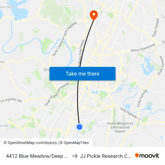 4412 Blue Meadow/Deep Circle to JJ Pickle Research Center map