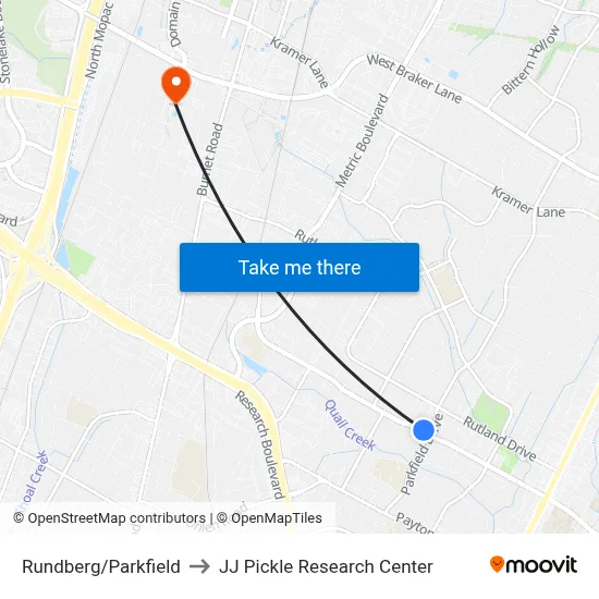 Rundberg/Parkfield to JJ Pickle Research Center map