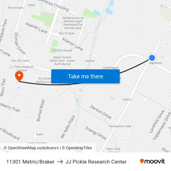 11301 Metric/Braker to JJ Pickle Research Center map