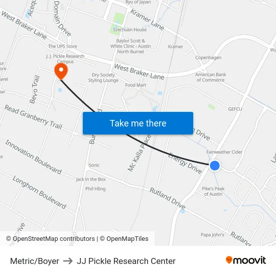 Metric/Boyer to JJ Pickle Research Center map