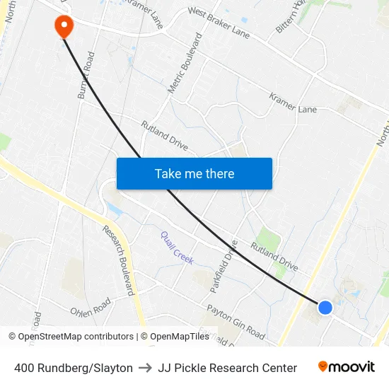 400 Rundberg/Slayton to JJ Pickle Research Center map