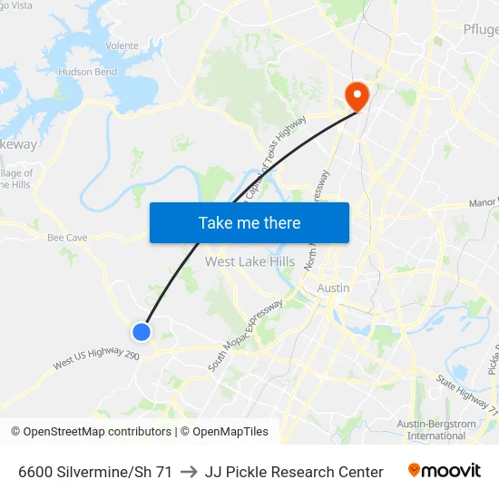 6600 Silvermine/Sh 71 to JJ Pickle Research Center map