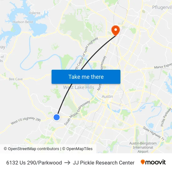 6132 Us 290/Parkwood to JJ Pickle Research Center map