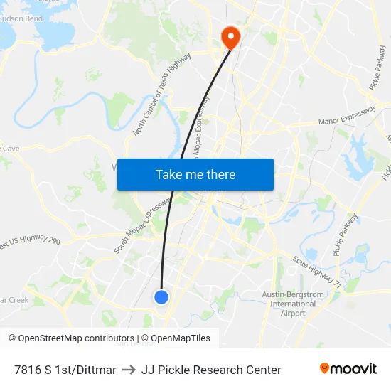 7816 S 1st/Dittmar to JJ Pickle Research Center map