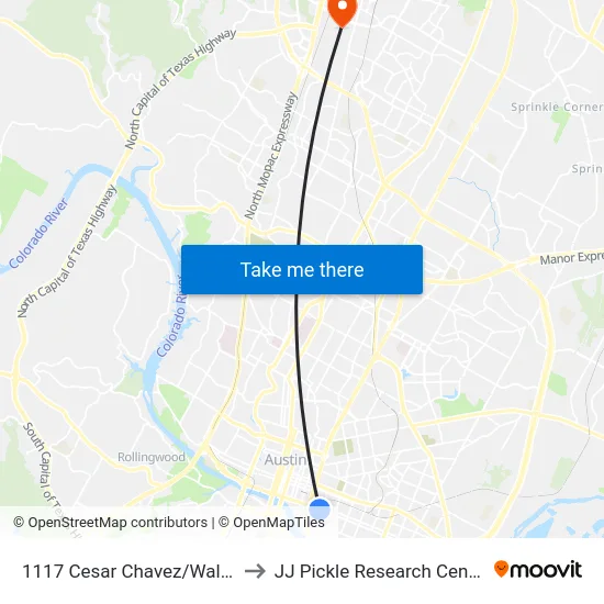 1117 Cesar Chavez/Waller to JJ Pickle Research Center map