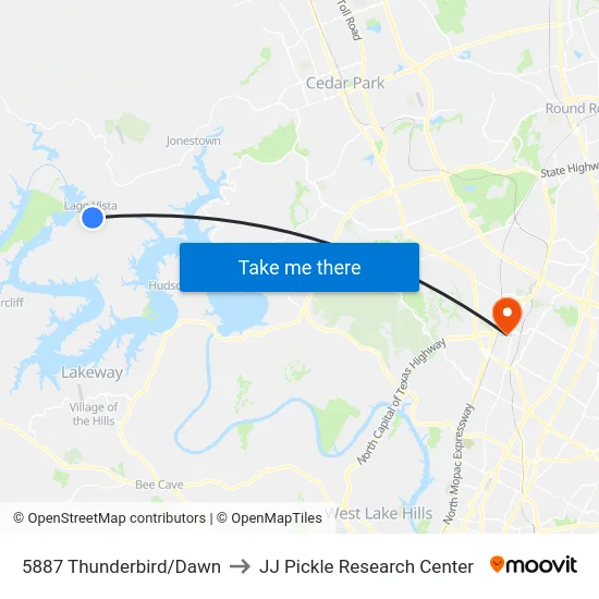 5887 Thunderbird/Dawn to JJ Pickle Research Center map
