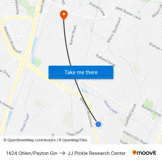 1624 Ohlen/Payton Gin to JJ Pickle Research Center map