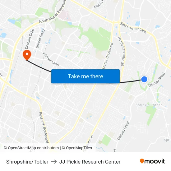 Shropshire/Tobler to JJ Pickle Research Center map