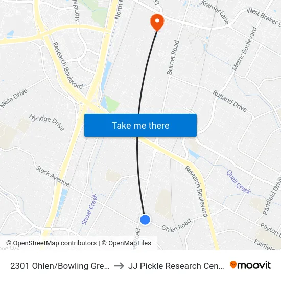 2301 Ohlen/Bowling Green to JJ Pickle Research Center map