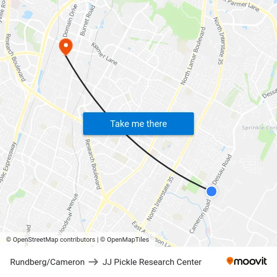 Rundberg/Cameron to JJ Pickle Research Center map