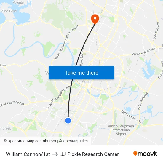 William Cannon/1st to JJ Pickle Research Center map