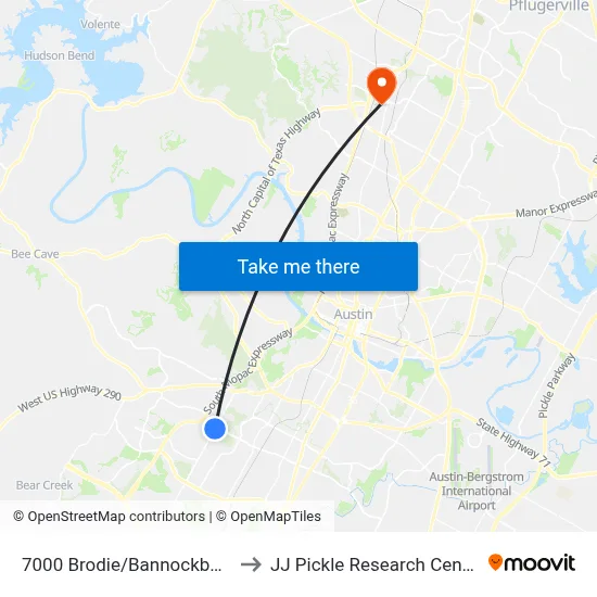 7000 Brodie/Bannockburn to JJ Pickle Research Center map