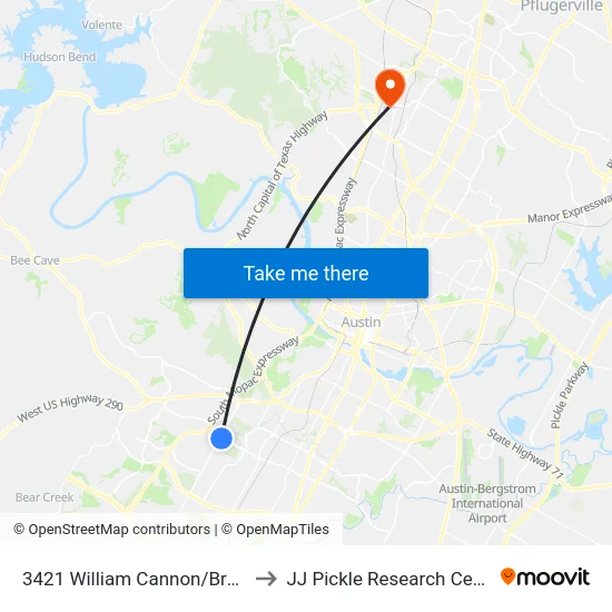 3421 William Cannon/Brodie to JJ Pickle Research Center map
