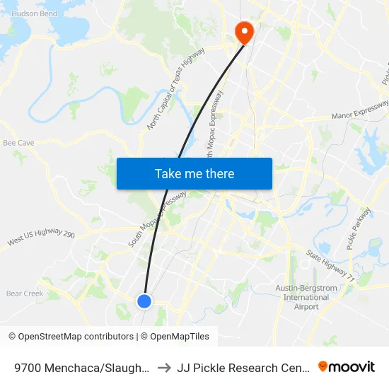 9700 Menchaca/Slaughter to JJ Pickle Research Center map