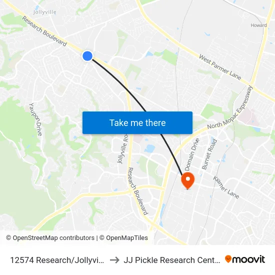 12574 Research/Jollyville to JJ Pickle Research Center map