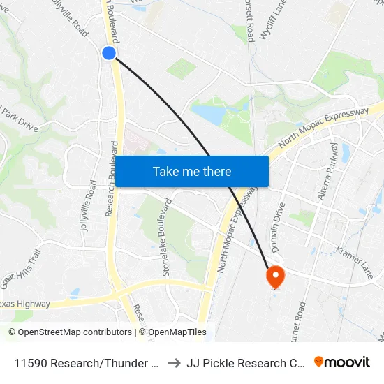 11590 Research/Thunder Creek to JJ Pickle Research Center map