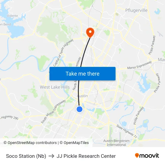 Soco Station (Nb) to JJ Pickle Research Center map