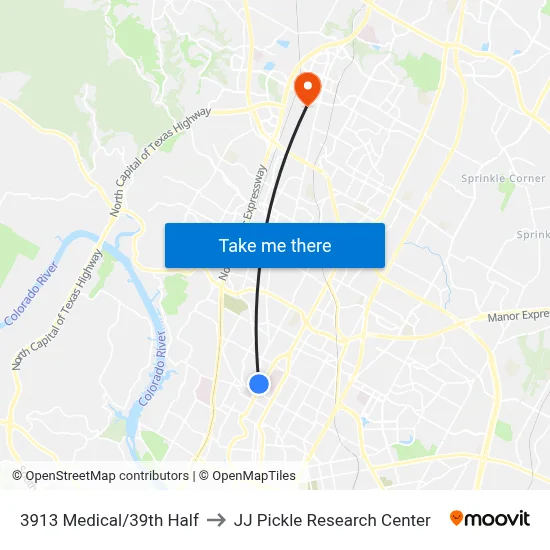3913 Medical/39th Half to JJ Pickle Research Center map