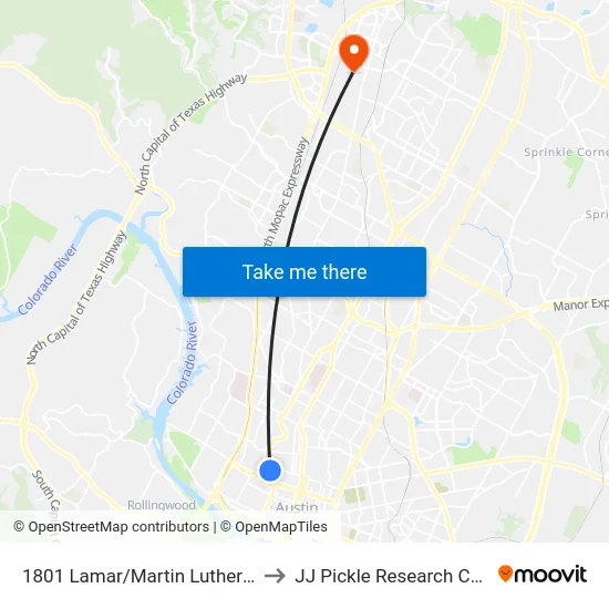 1801 Lamar/Martin Luther King to JJ Pickle Research Center map