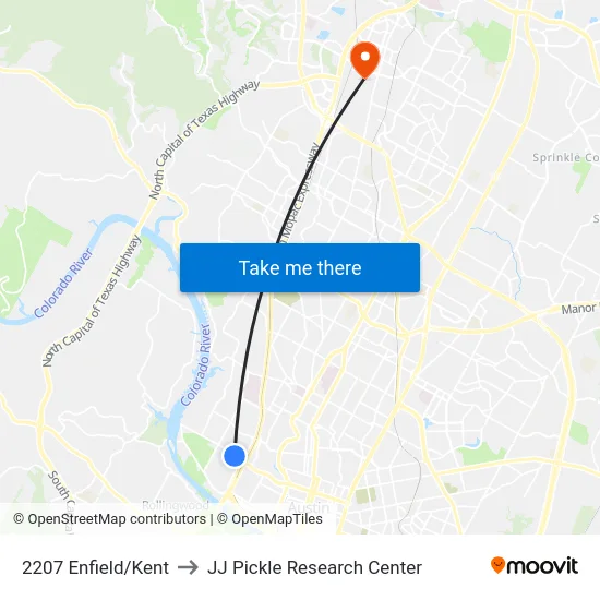 2207 Enfield/Kent to JJ Pickle Research Center map