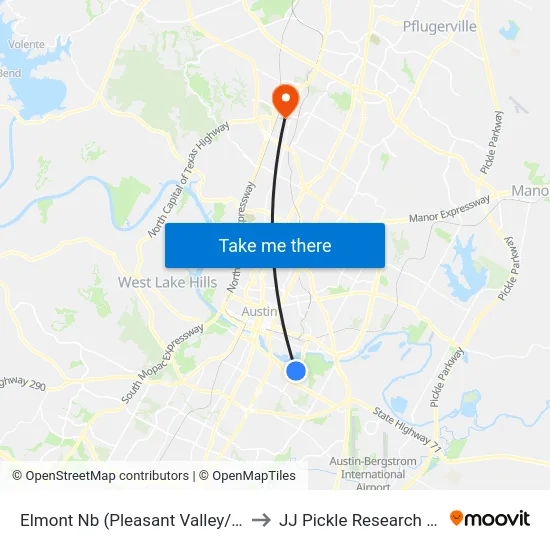 Elmont Nb (Pleasant Valley/Elmont) to JJ Pickle Research Center map