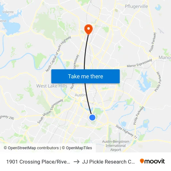 1901 Crossing Place/Riverside to JJ Pickle Research Center map
