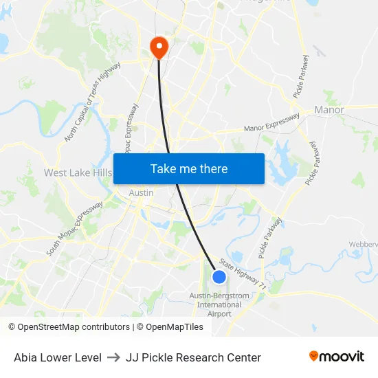 Abia Lower Level to JJ Pickle Research Center map