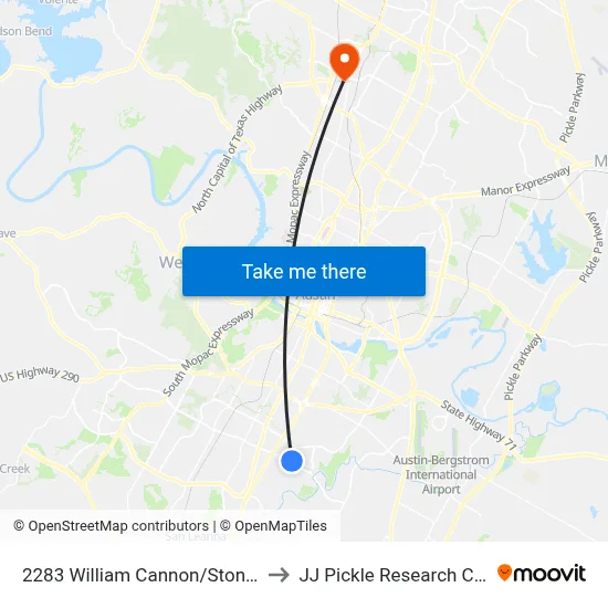 2283 William Cannon/Stoneleigh to JJ Pickle Research Center map