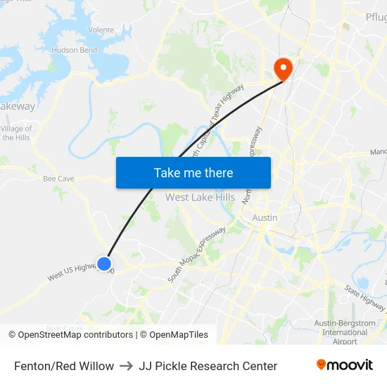 Fenton/Red Willow to JJ Pickle Research Center map