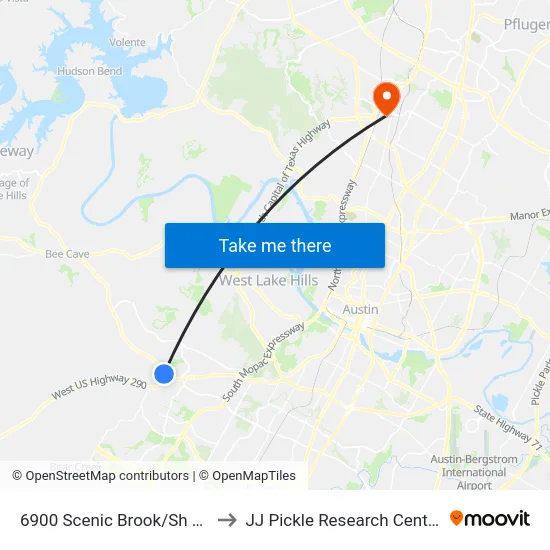 6900 Scenic Brook/Sh 71 to JJ Pickle Research Center map
