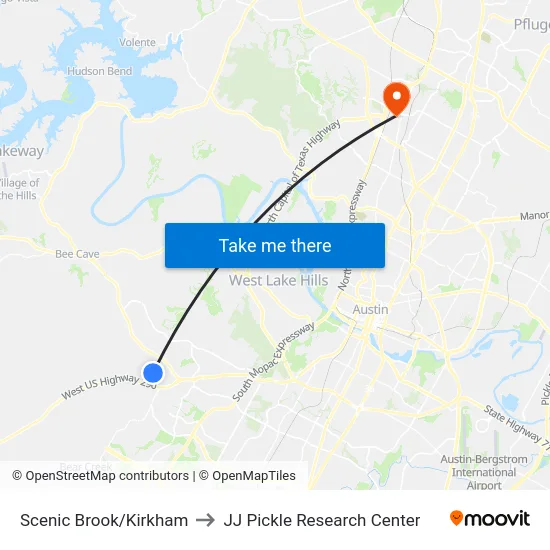Scenic Brook/Kirkham to JJ Pickle Research Center map