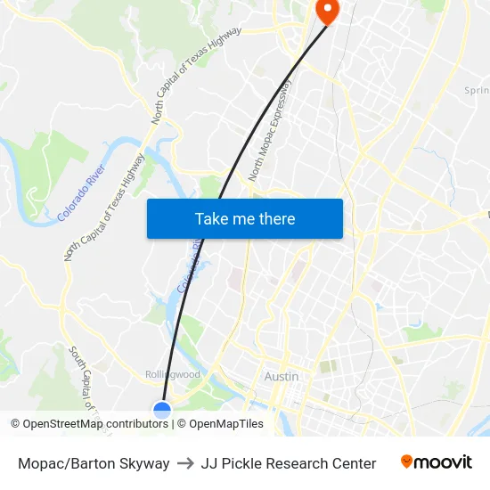 Mopac/Barton Skyway to JJ Pickle Research Center map