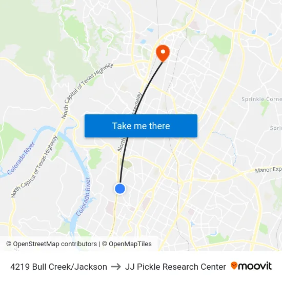 4219 Bull Creek/Jackson to JJ Pickle Research Center map