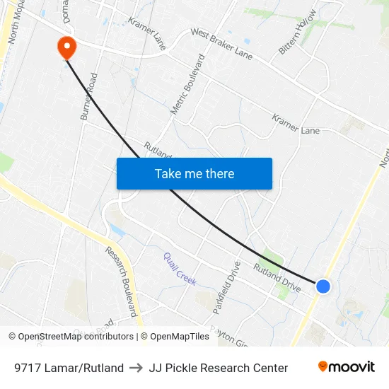 9717 Lamar/Rutland to JJ Pickle Research Center map