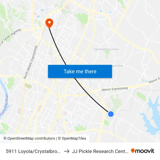 5911 Loyola/Crystalbrook to JJ Pickle Research Center map