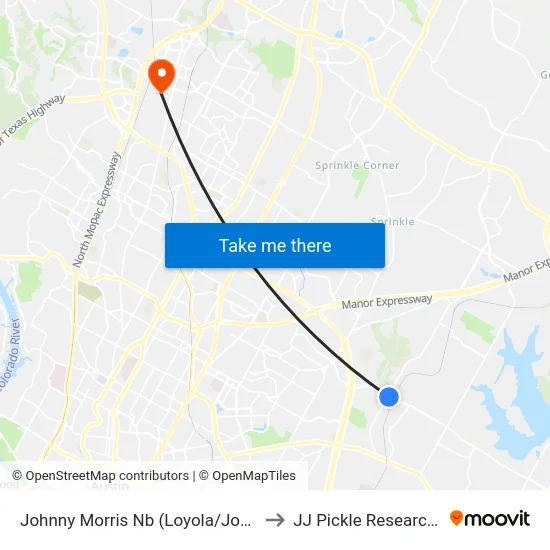 Johnny Morris Nb (Loyola/Johnny Morris) to JJ Pickle Research Center map