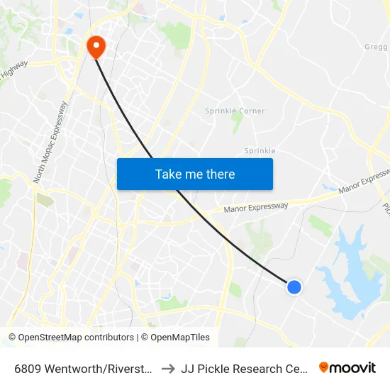6809 Wentworth/Riverstone to JJ Pickle Research Center map