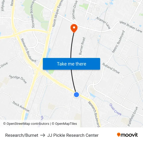 Research/Burnet to JJ Pickle Research Center map