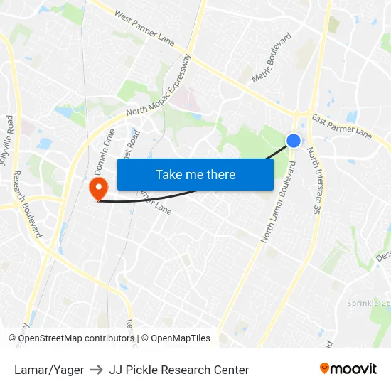 Lamar/Yager to JJ Pickle Research Center map