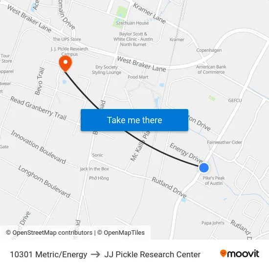 10301 Metric/Energy to JJ Pickle Research Center map