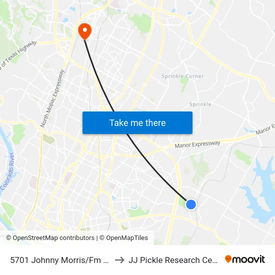 5701 Johnny Morris/Fm 969 to JJ Pickle Research Center map