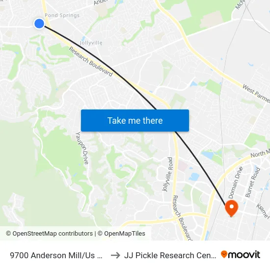 9700 Anderson Mill/Us 183 to JJ Pickle Research Center map